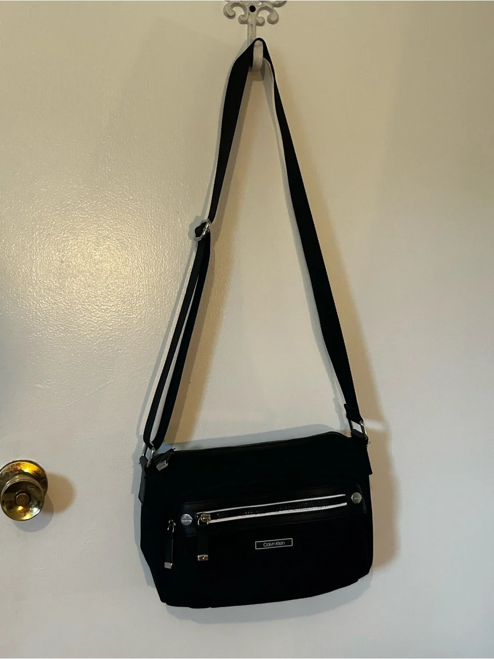 Calvin Klein Black Crossbody Sling Bag - Nylon / Mesh - Adjustable Strap - Multi